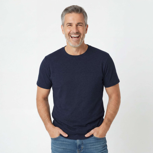 Just Sweatshirts Dark navy T-Shirt Short Sleeve 100% Cotton, Premium Cotton Clothing, men's dark blue tee.