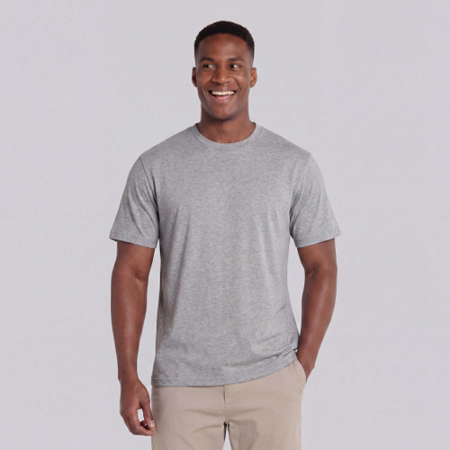 Just Sweatshirts Men's Cotton T-Shirt, grey mix, short sleeve, 100% cotton, comfortable fit, casual wear for men.