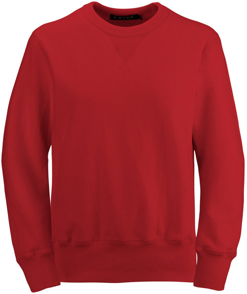 PRIV&#201; Crewneck Ruby Red with Side Rib 100% Cotton