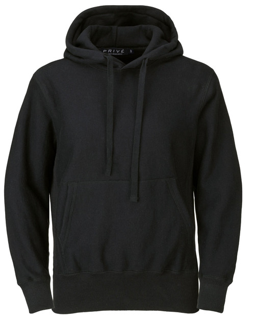 Fashion Hoodie Unisex Black with Side Rib panel 100% Cotton