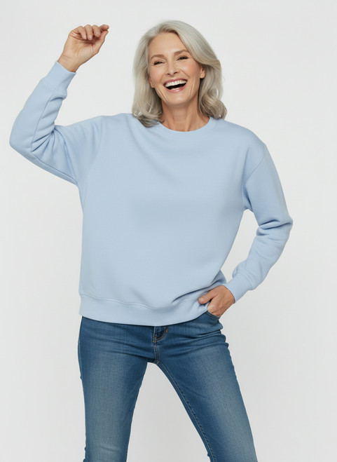 Ultra Soft Ladies Crewneck Powder Blue 100% Cotton