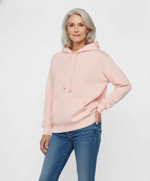 Ultra Soft Ladies Hoodie Pale Pink 100% Cotton