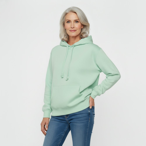 Just Sweatshirts Luxury Streetwear Hoodie, Ultra Soft Ladies Hoodie in Frosted Mint, 100% Cotton, classic fit.