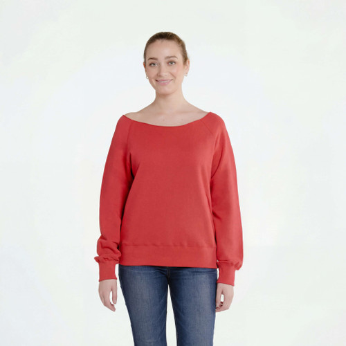 French Terry Scoop Neck Sweatshirt Warm Red