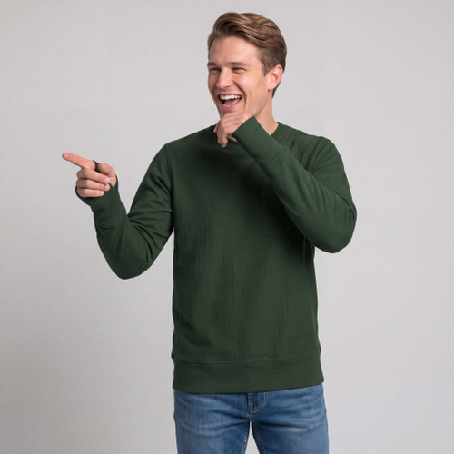 Just Sweatshirts Super Heavy T-Shirt Long Sleeve 100% Cotton Park Green Premium Cotton Clothing in men's green.