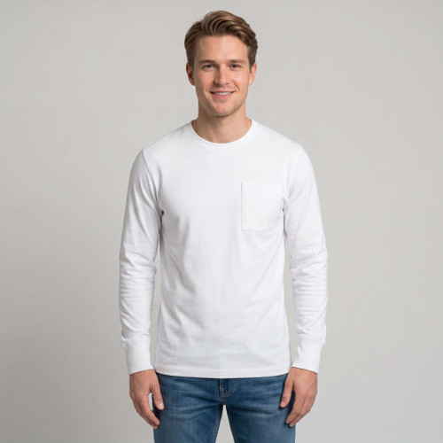 Just Sweatshirts Super Heavy T-Shirt Long Sleeve 100% Cotton White heavy unisex apparel for men.