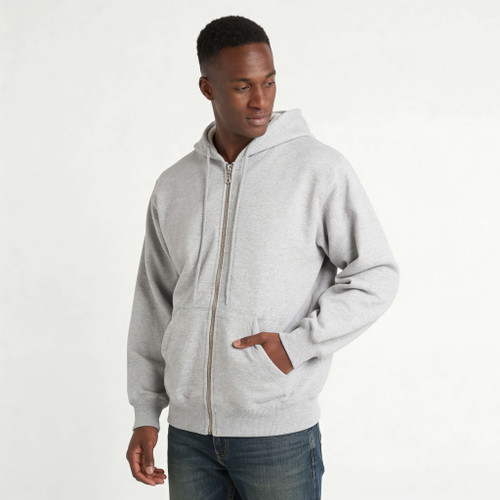 Check Hooded Full Front Zipper | Silver Gray | 100% Cotton