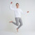 Just Sweatshirts French Terry Scoop Neck white sweatshirt, soft and breathable, on a smiling young woman.