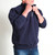 Just Sweatshirts Zip Neck Dark Navy 100% Cotton sweatshirt on a man, showcasing dark navy color and fit.