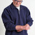 Just Sweatshirts Zip Neck Dark Navy 100% Cotton sweatshirt on a man, showcasing dark navy blue color and fit.