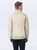 Just Sweatshirts Zip Neck Egg Shell 100% Cotton sweatshirt, eggshell white, long sleeve, on a man.
