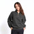 Just Sweatshirts Zip Neck Charcoal 100% Cotton sweatshirt, dark gray color, long sleeve, zipper neckline, women's fashion wear.