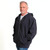 Just Sweatshirts Hooded Full Front Zipper Navy 100% Cotton jacket on a man, navy color, casual style.