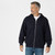 Just Sweatshirts Hooded Full Front Zipper Navy 100% Cotton jacket, navy blue color, full zipper and hood.