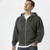 Just Sweatshirts Hooded Full Front Zipper Charcoal 100% Cotton sweatshirt on a man, dark gray color, casual style.