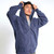 Just Sweatshirts Navy blue premium hoodie, full front zipper, 100% cotton, casual wear for men, large hood.