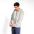 Just Sweatshirts Hooded Full Front Zipper Grey Mix 95% Cotton sweatshirt on a male model, grey color.