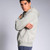 Just Sweatshirts Hooded Full Front Zipper Grey Mix 95% Cotton sweatshirt on a male model wearing blue jeans.
