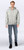 Just Sweatshirts Hooded Full Front Zipper Grey Mix 95% Cotton sweatshirt on a male model standing upright.