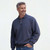 Just Sweatshirts 3 Button Polo Navy Sand 100% Cotton men's polo shirt in dark blue color.