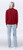 Just Sweatshirts Ruby red 3 Button Polo made from 100% cotton, worn by a model in light jeans.