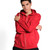 Just Sweatshirts Ruby Red premium hoody, 100% cotton, full front zipper, hooded, left-handed zipper pull.