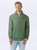 Just Sweatshirts Green Half Zip sweatshirt, olive sand color, 100% cotton, quarter-zip collar, long sleeves on man.