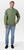 Just Sweatshirts Olive green 3 button polo made from 100% cotton heavyweight material on a male model.