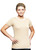 Just Sweatshirts T-Shirt Ladies Short Sleeve 100% Cotton Natural, beige, woman wearing short sleeve cotton top.