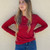 Just Sweatshirts T-Shirt Ladies Long Sleeve 100% Cotton Ruby Red, women's long sleeve red cotton t-shirt.