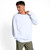 Just Sweatshirts Privé Crewneck White with Side Rib 100% Cotton, showcasing a white crewneck sweatshirt on a model.