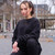 Just Sweatshirts Ultra Soft Ladies Crewneck Black 100% Cotton, Premium Women's Loungewear in black color, comfortable fit.