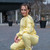 Just Sweatshirts Ultra Soft Ladies Crewneck Daffodil 100% Cotton sweatshirt, pastel yellow, soft, women's 100% Cotton Women's Sweatshirt.