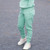 Just Sweatshirts Ultra Soft Ladies Getaway Slim Tapered Fit Joggers in Frosted Mint color, 100% cotton.