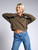 Just Sweatshirts Ladies Organic 100% Cotton Olive French Terry Crop Hoodie, womens all cotton sweatshirt, olive green color.