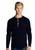 Just Sweatshirts Mens Waffle Henley Collar 100% Cotton Black, long sleeve, henley shirt on a male model.