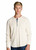 Just Sweatshirts Mens Waffle Henley Collar 100% Cotton Natural Cream Henley sweatshirt with 3-button chambray placket.