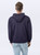 Just Sweatshirts Hooded Pullover Navy Sand 100% Cotton, navy blue, hooded sweatshirt on a male model.