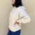 Just Sweatshirts Natural 100% cotton no  hooded pullover sweatshirt in cream color, heavyweight 18oz.