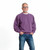 Just Sweatshirts Crewneck Plum Sand all cotton sweatshirt, purple color, on a man, casual style, 100% cotton.
