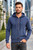 Just Sweatshirts Privé Full Zip Hoodie in navy sand color, 100% cotton, with side rib and full zipper. French Terry