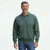 Just Sweatshirts Forest green 3 button polo shirt on a man, 100% cotton, long sleeve, casual wear.