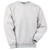 Just Sweatshirts Crewneck silver gray 100% cotton sweatshirt, long sleeves, rib knit cuffs and waistband visible.