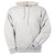 Just Sweatshirts Silver gray hoody, 100% cotton, premium weight fabric, long sleeves, hood, and drawstrings in light gray.