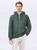 Just Sweatshirts Hooded zip green cotton jacket, full front zipper, 100% cotton, pine sand color, adult size.