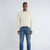 Just Sweatshirts Crewneck Men's Fine French Terry Natural 100% Cotton sweatshirt in cream color, made of natural cotton.