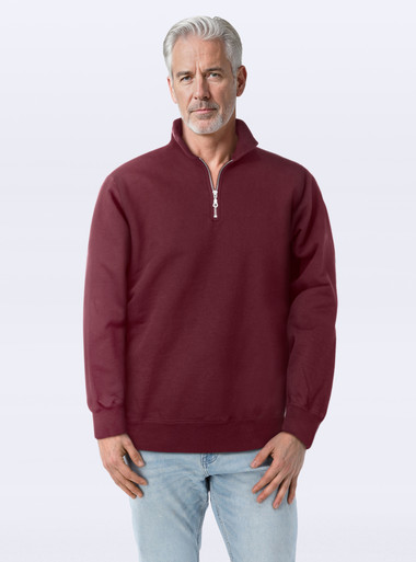 Zip Neck True Burgundy 100% Cotton For Sale | Just Sweatshirts