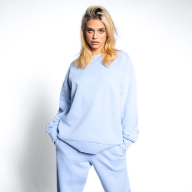 Ladies 100% Cotton Ultra Soft Crewneck Airy Blue