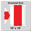 10' x 10' Gable Frame Tent Grommet End, 16 oz. Ratchet Top, White and Red