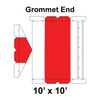 10' x 10' Gable Frame Tent Grommet End, 16 oz. Ratchet Top, White and Red